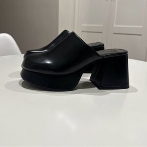 Black Platform Mules